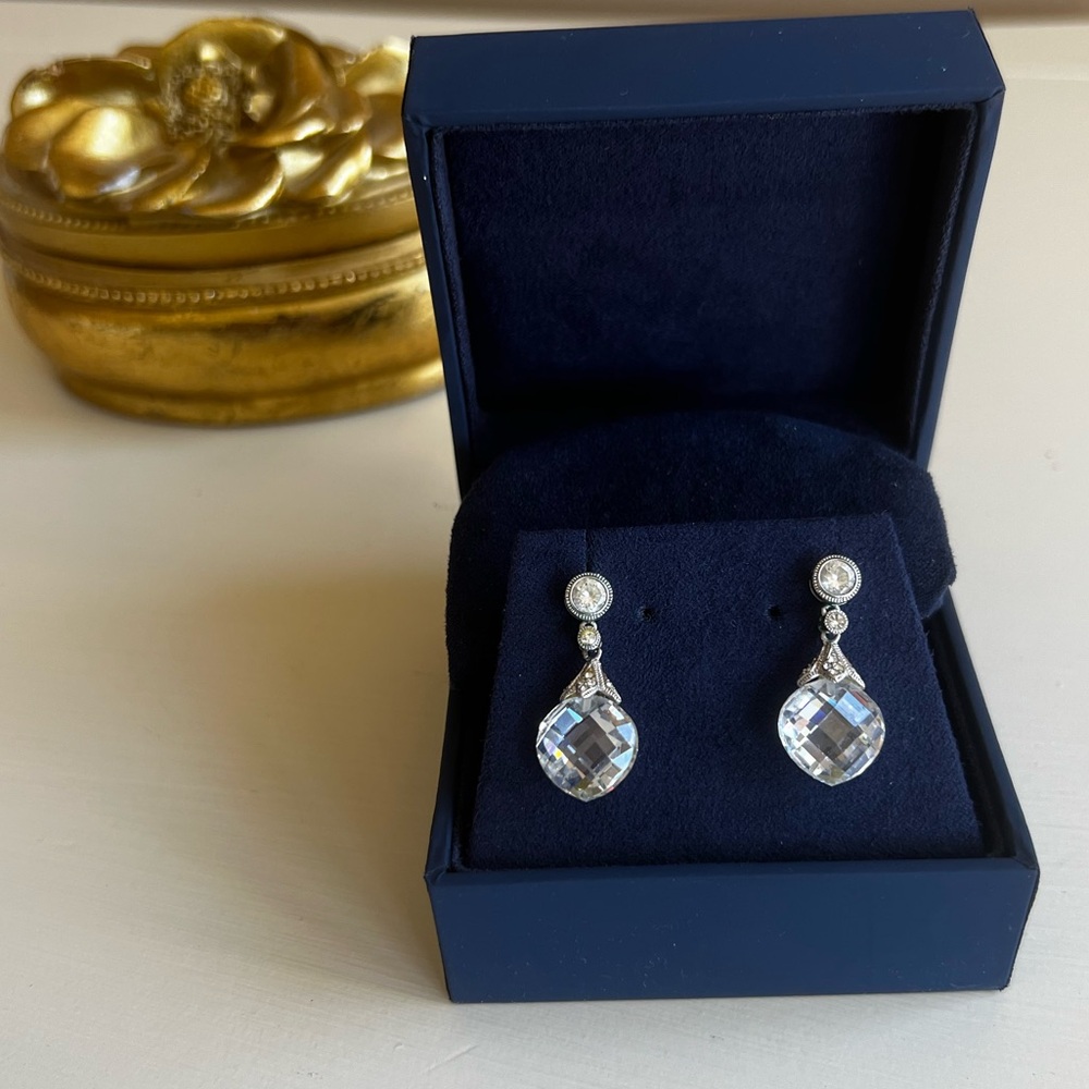 Nadri Elegant Silver Crystal Drop Earrings
